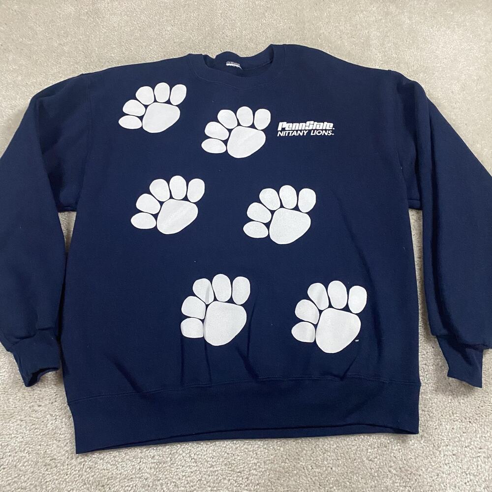 VTG Penn State Sweatshirt Mens L Lions Navy NCAA Pullover Crewneck 90s School